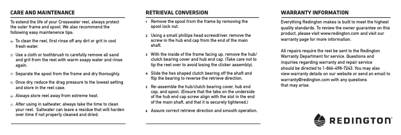 Page n°1 - Manuel utilisateur Redington Crosswater