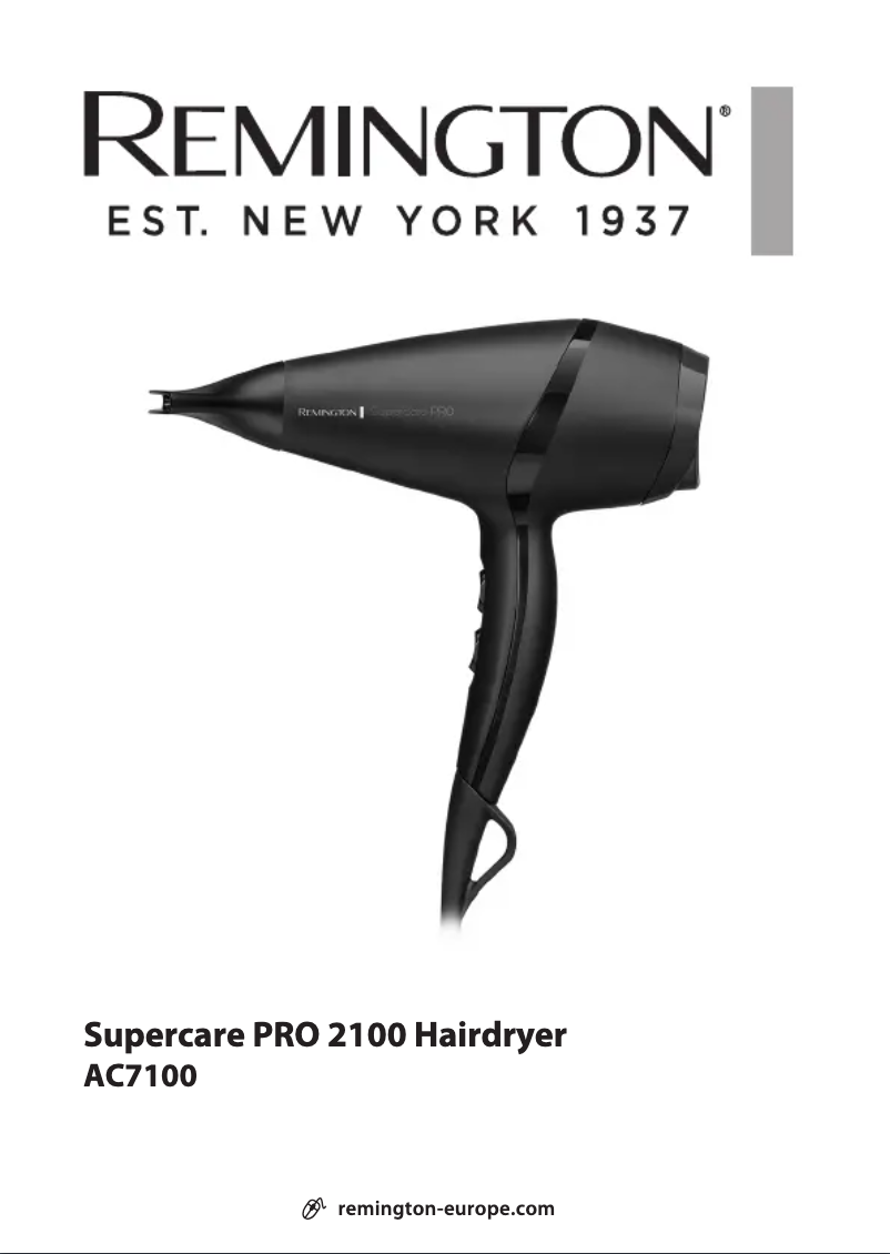 Page 1 de la notice Manuel utilisateur Remington Supercare PRO 2100 AC7100