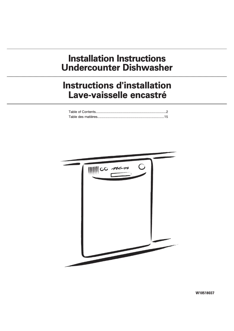 Page 1 de la notice Guide d'installation Whirlpool WDF518SAF