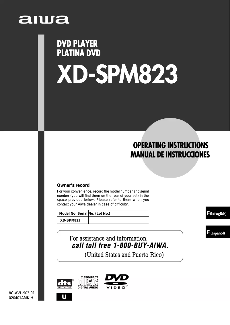 Image de la première page du manuel de l'appareil XD-SPM823