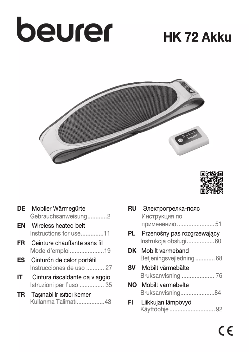 Page n°1 - Manuel utilisateur Beurer HK 72
