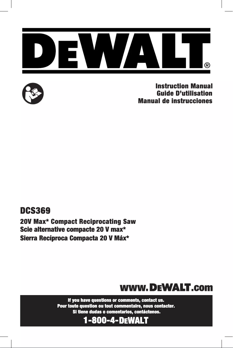 Page 1 de la notice Manuel utilisateur DeWalt DCS369B