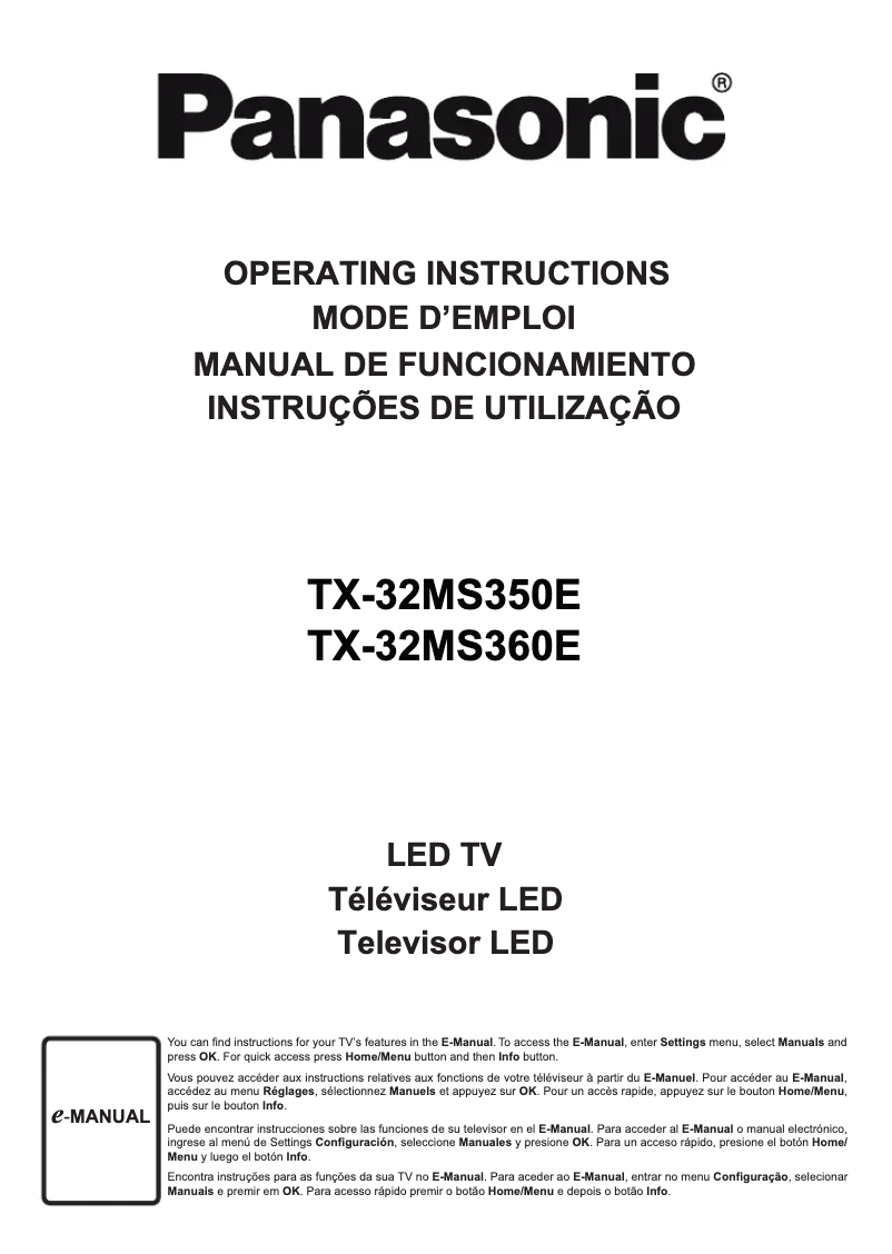 Page 1 de la notice Manuel utilisateur Panasonic TX-32MS360E