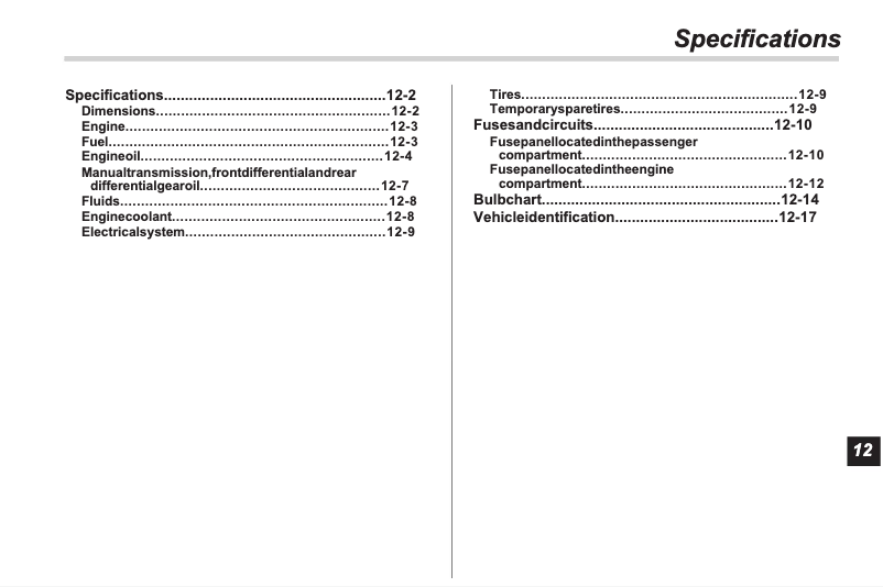 Page 1 de la notice Fiche technique Subaru Forester (2015)