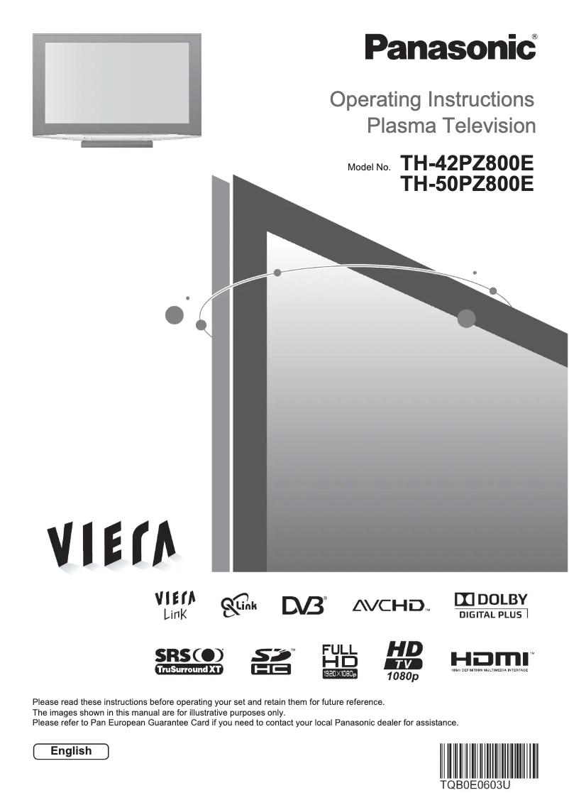 Page 1 de la notice Manuel utilisateur Panasonic TH-50PZ800E