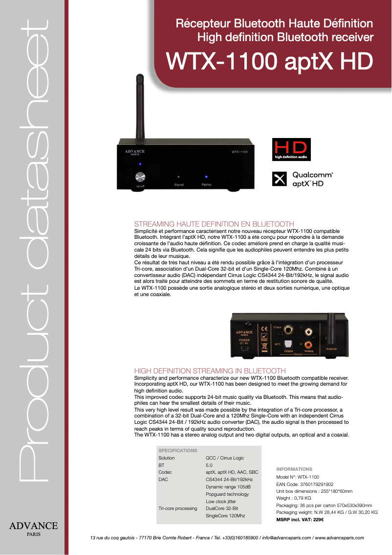 Image de la première page du manuel de l'appareil WTX-1100