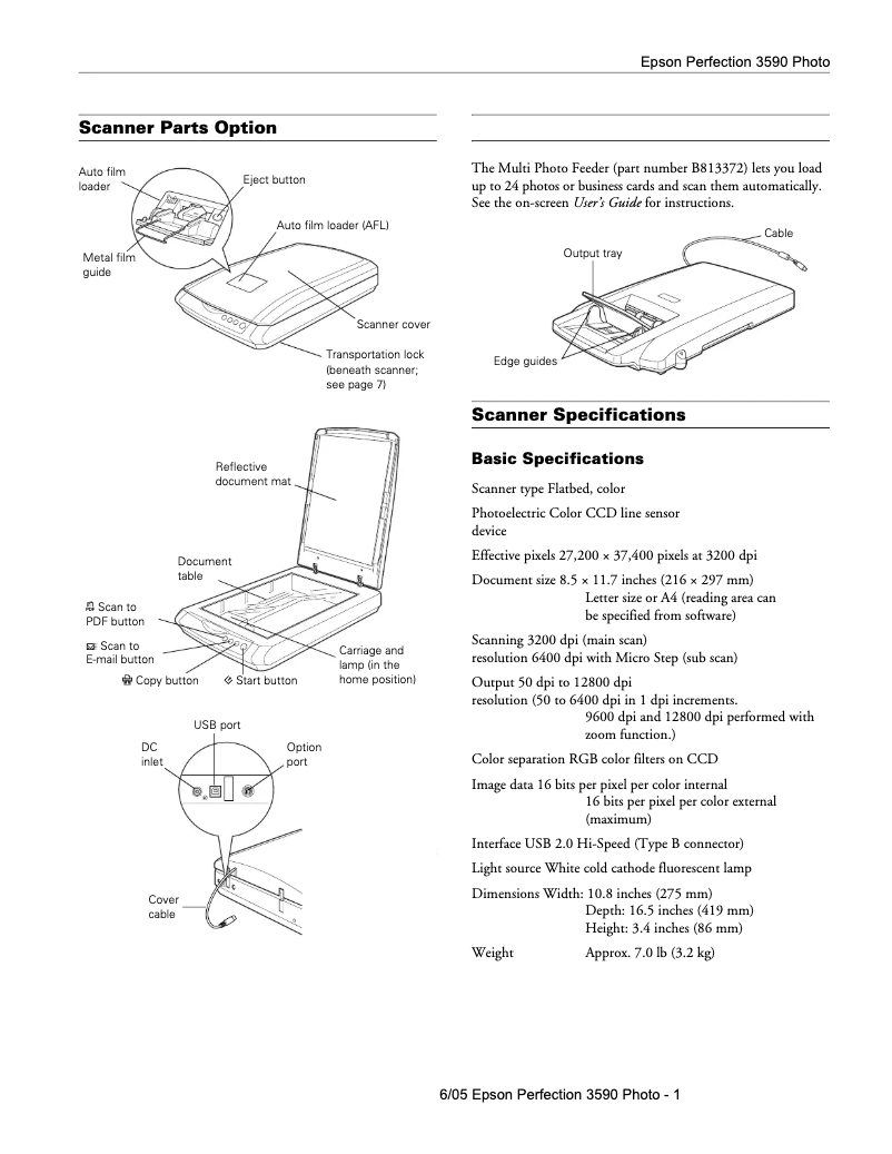 Imagen de la primera página del manual del dispositivo Perfection 3590 Photo