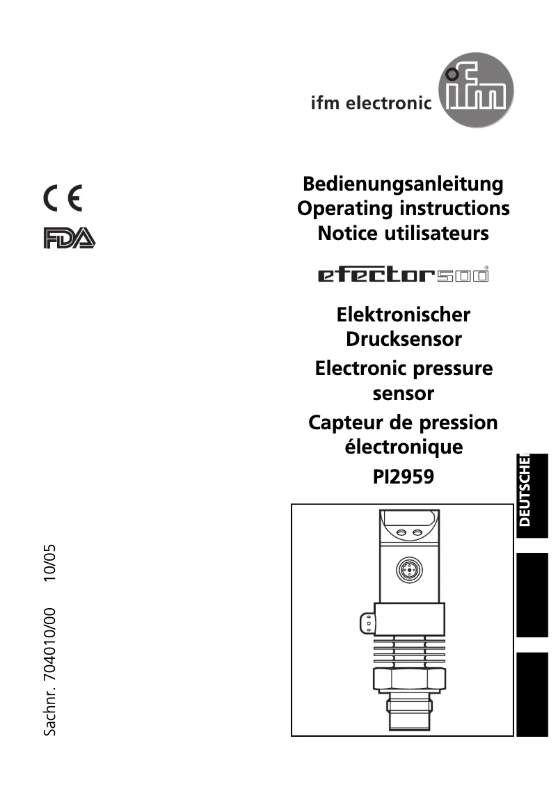 Page n°1 - Manuel utilisateur IFM PI2959