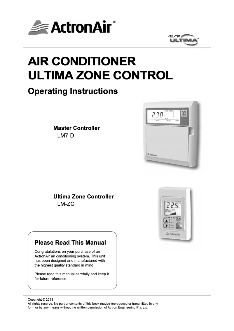 Página 1 del manual Manual de usuario ActronAir ESP Plus SRA190C