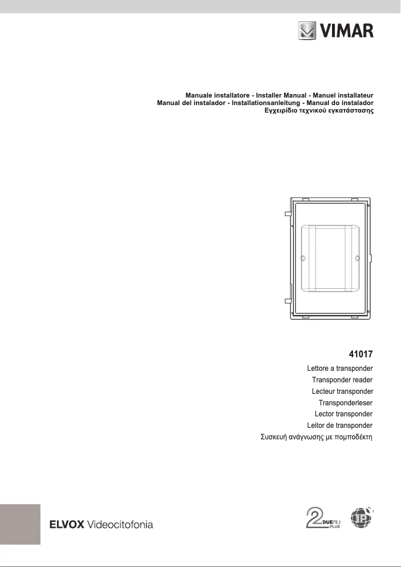 Page n°1 - Manuel utilisateur Vimar ELVOX 41017