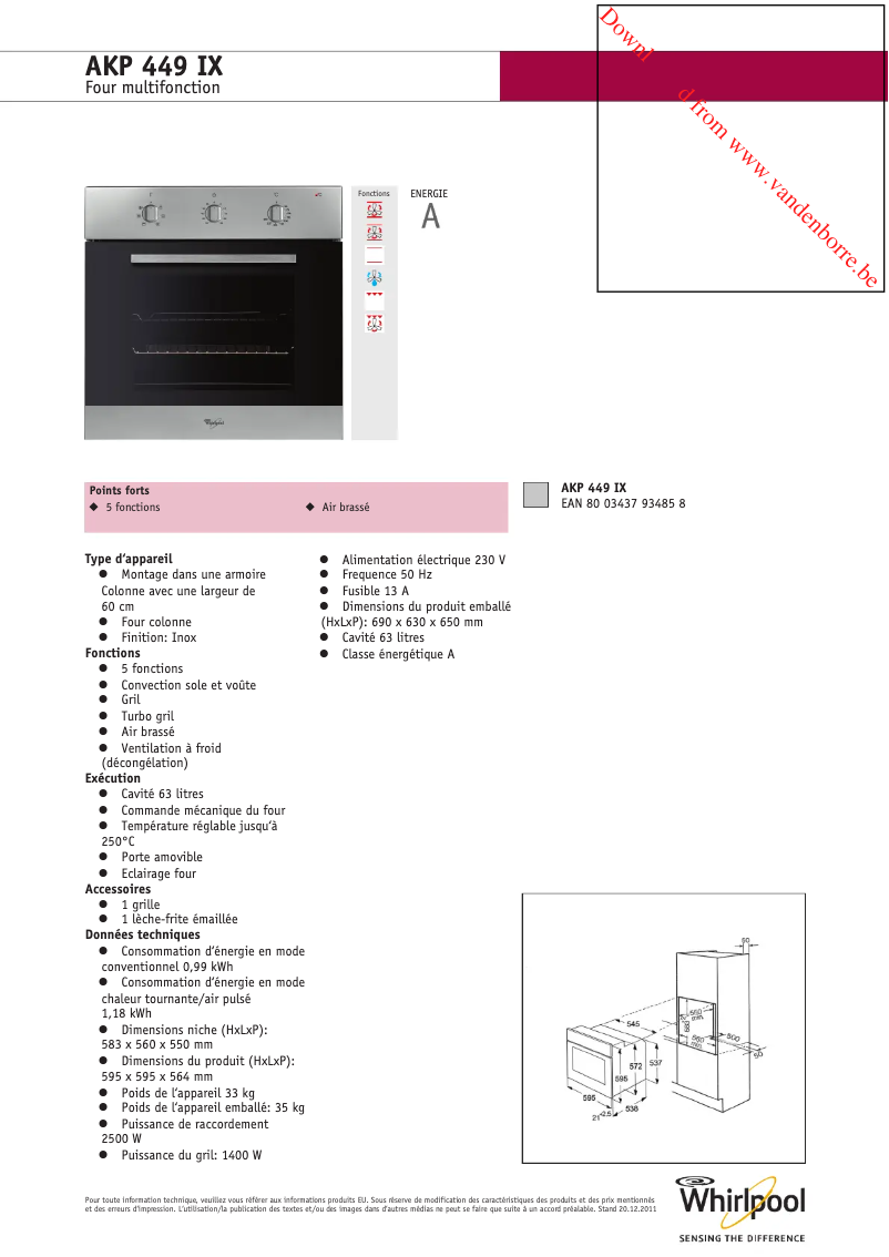 Page n°1 - Manuel utilisateur Whirlpool AKP 449/IX