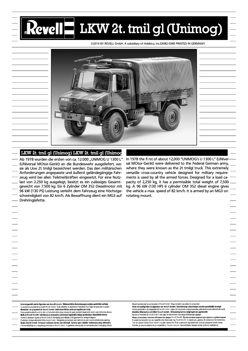 Página 1 del manual Manual de usuario Revell LKW 2t. tmil gl (Unimog)