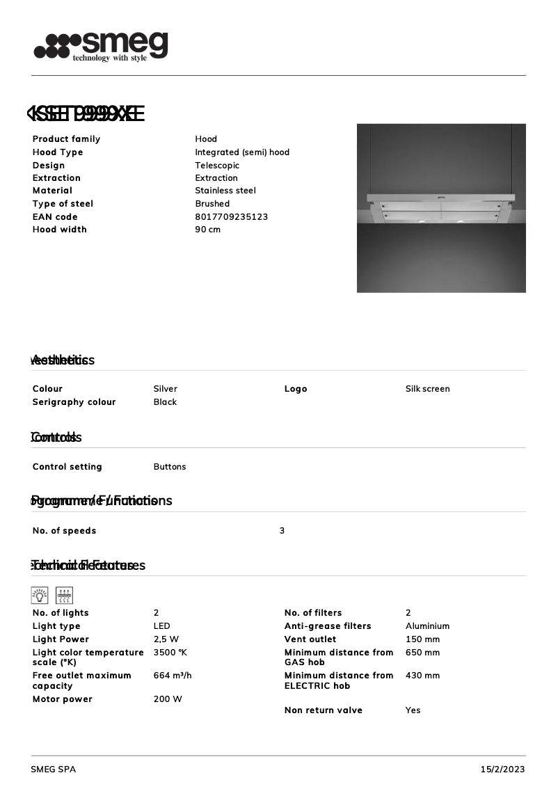 Page 1 de la notice Brochure Smeg KSET999XE