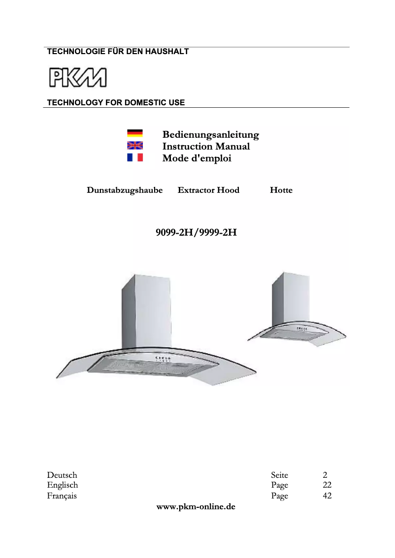 Page 1 of the manual User Manual PKM 9099-2H