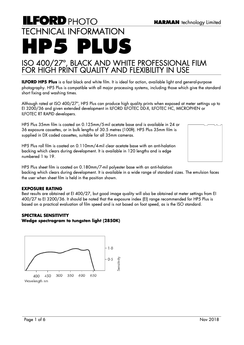 Image de la première page du manuel de l'appareil HP5 Plus 400