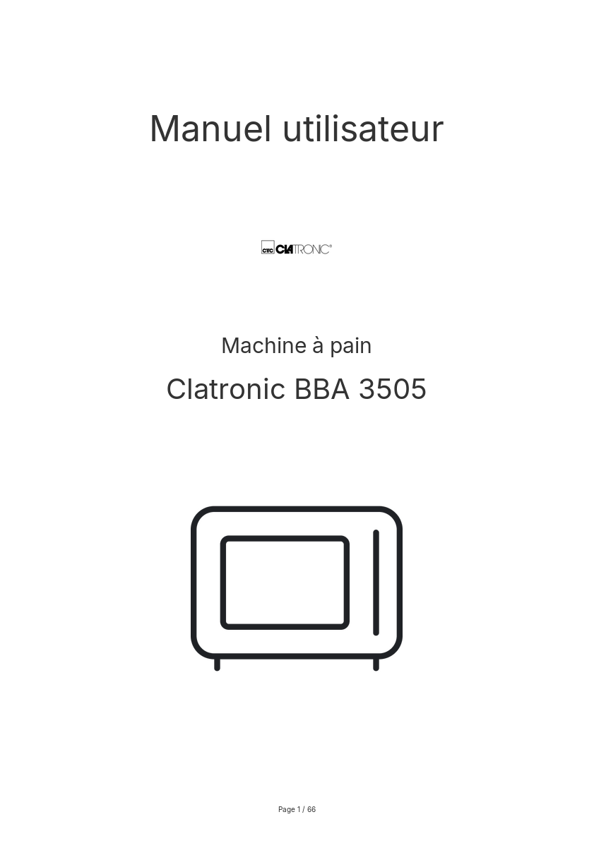 Page n°1 - Manuel utilisateur Clatronic BBA 3505