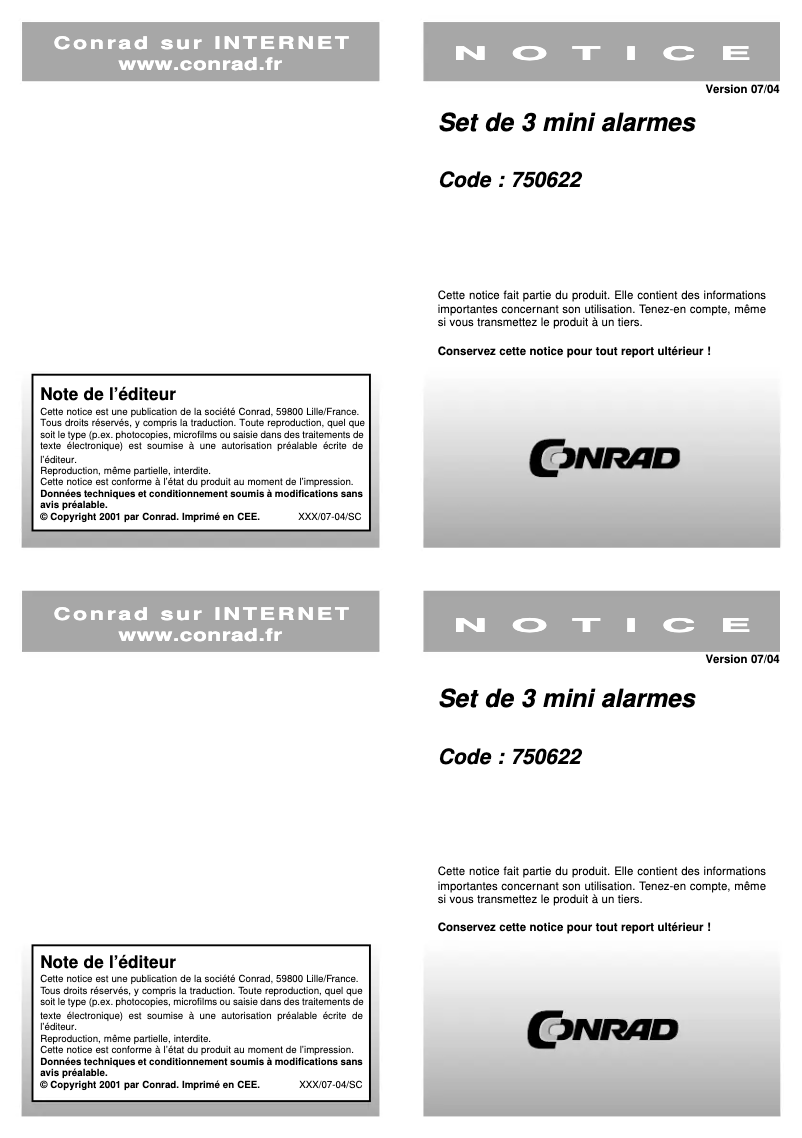 Image de la première page du manuel de l'appareil SC07/3
