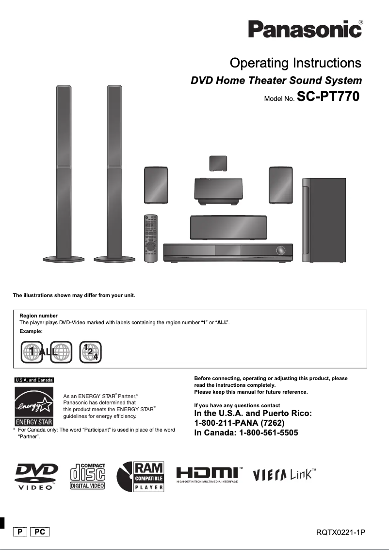 Page 1 of the manual User Manual Panasonic SC-PT770