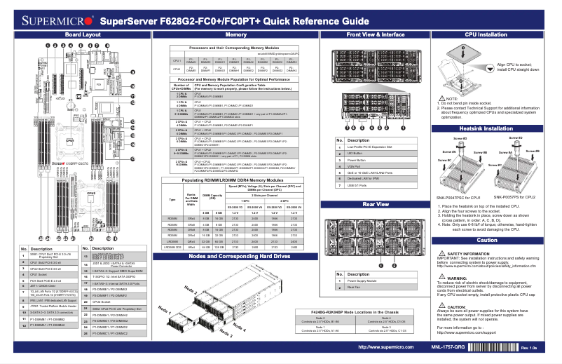 Image de la première page du manuel de l'appareil SuperServer F628G2-FC0PT+
