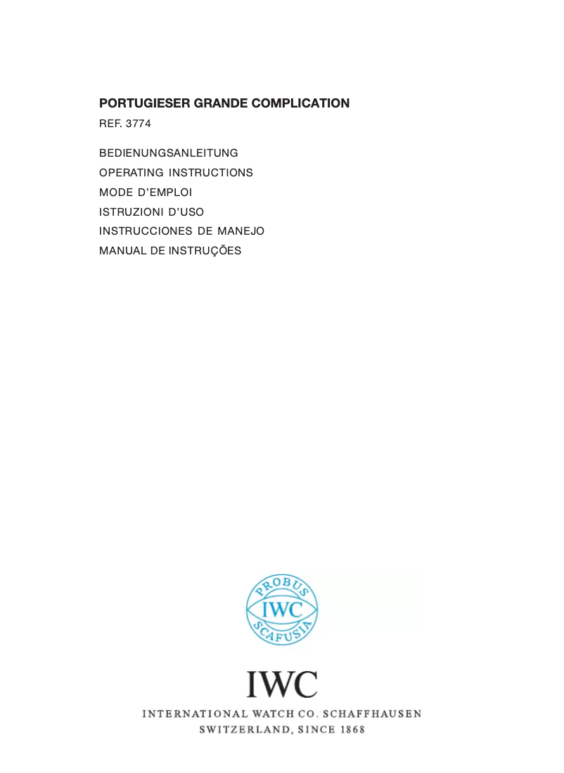 Page 1 de la notice Manuel utilisateur IWC Portuguese Grande Complication 3774