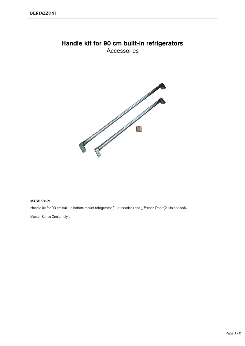 Page 1 de la notice Fiche technique Bertazzoni MASHK36PI