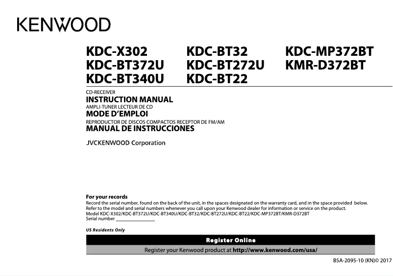Página 1 del manual Manual de usuario Kenwood KDC-BT272U