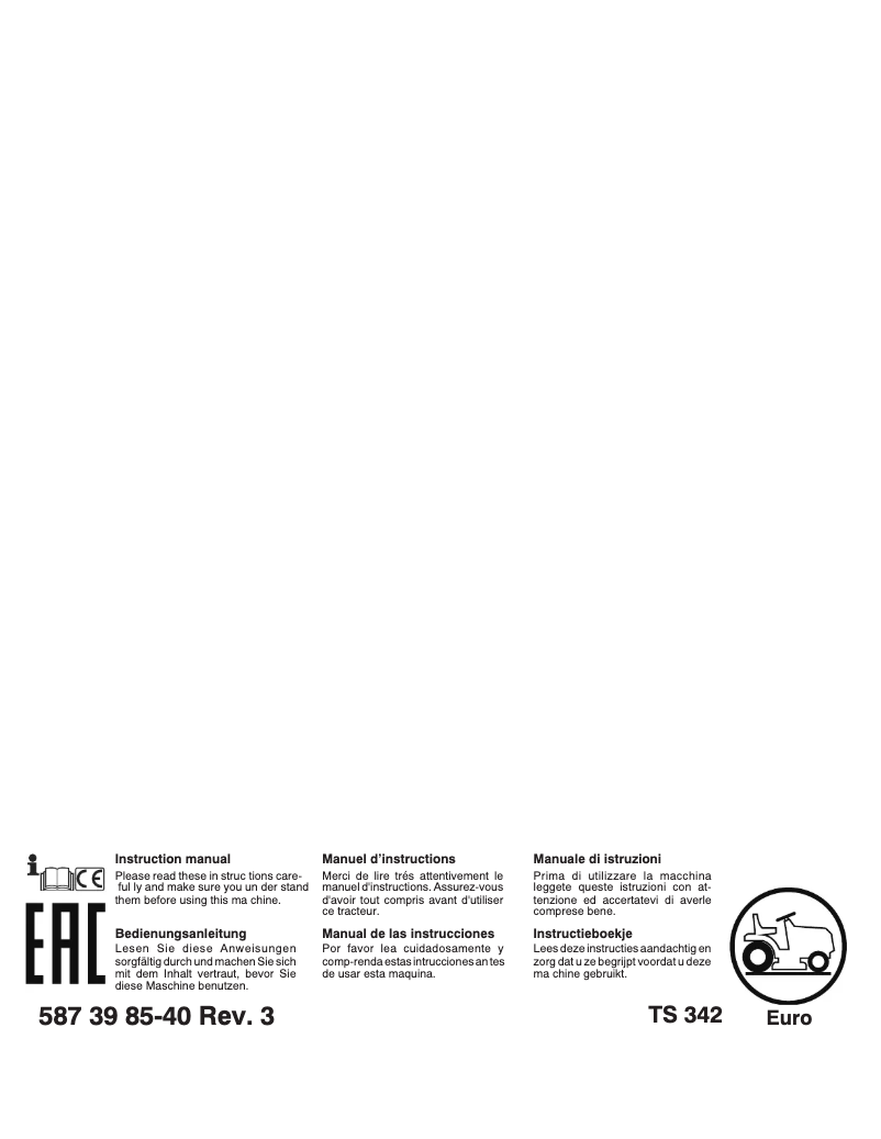 Page 1 de la notice Manuel utilisateur Husqvarna TS 342