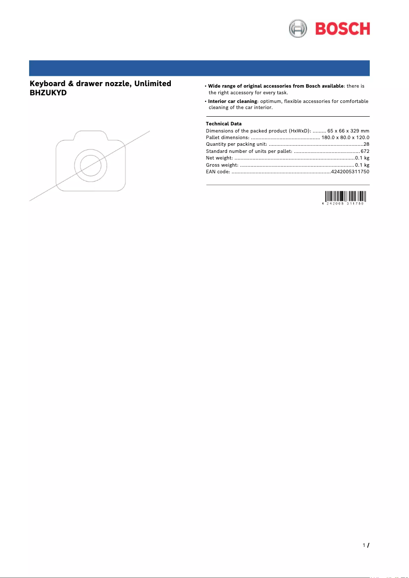 Page 1 de la notice Manuel utilisateur Bosch BHZUKYD