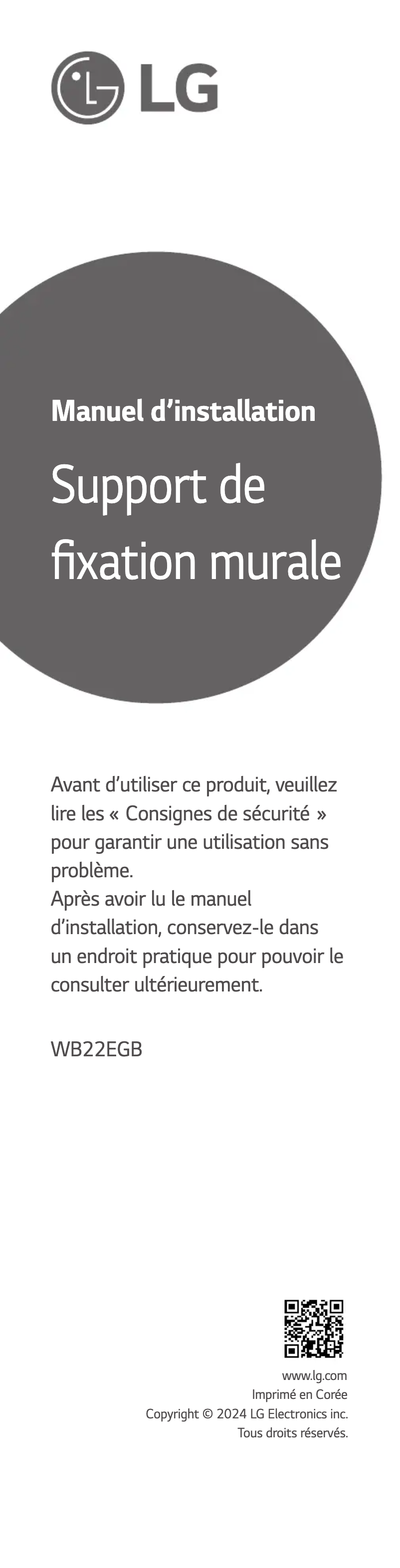 Page 1 de la notice Manuel utilisateur LG WB22EGB