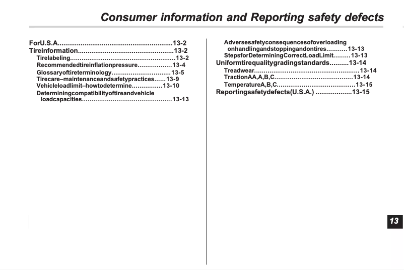 Page 1 de la notice Instructions de sécurité Subaru Forester (2011)