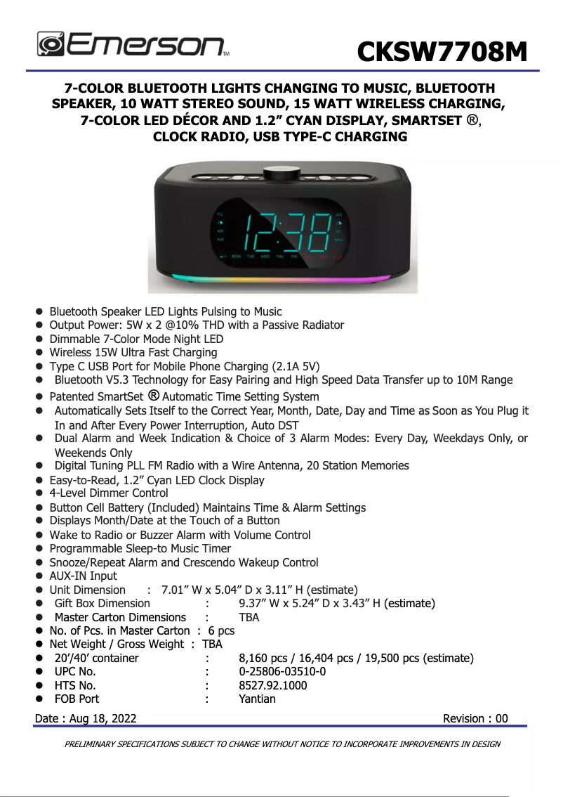 Image de la première page du manuel de l'appareil CKSW7708M