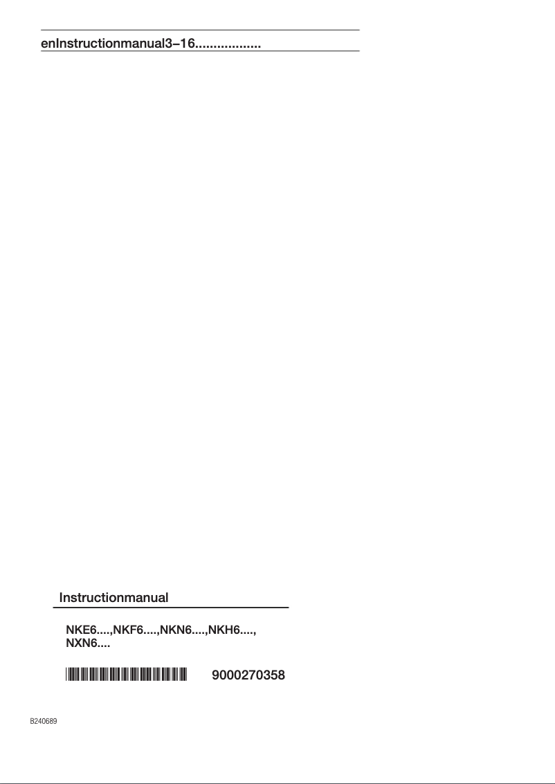 Page 1 de la notice Manuel utilisateur Bosch NKE645G14