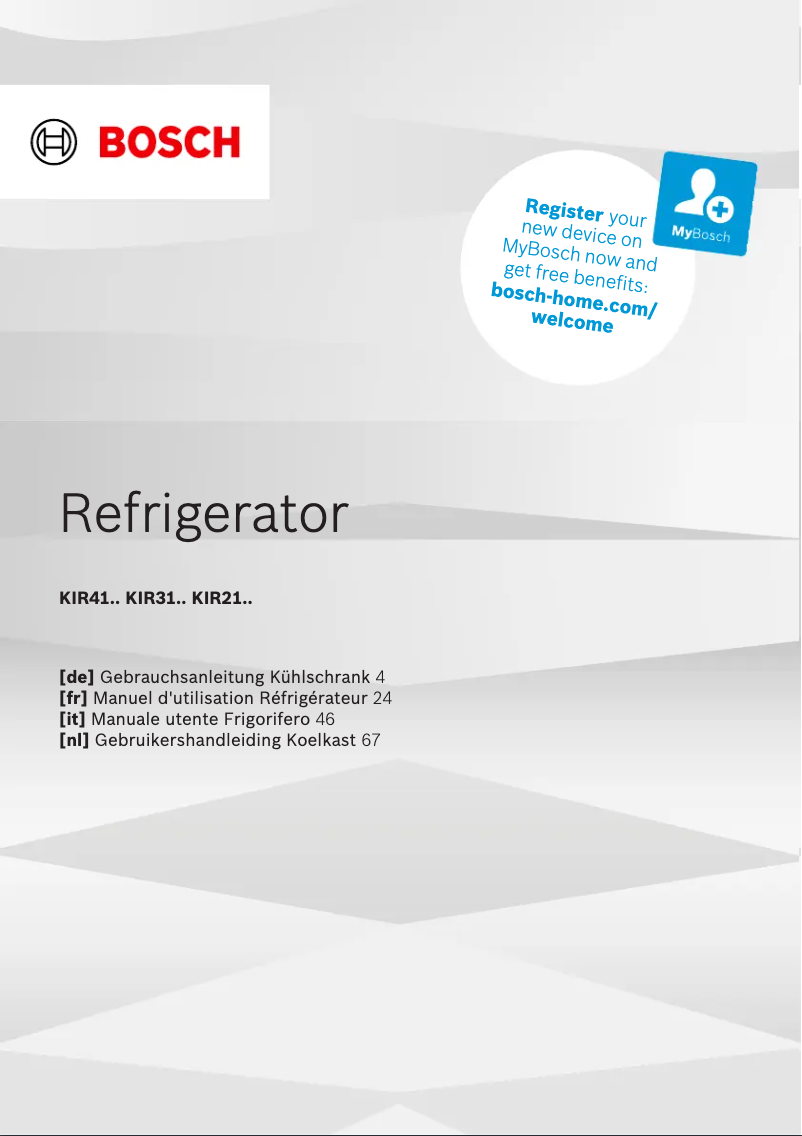 Page 1 of the manual User Manual Bosch KIR21VFE0