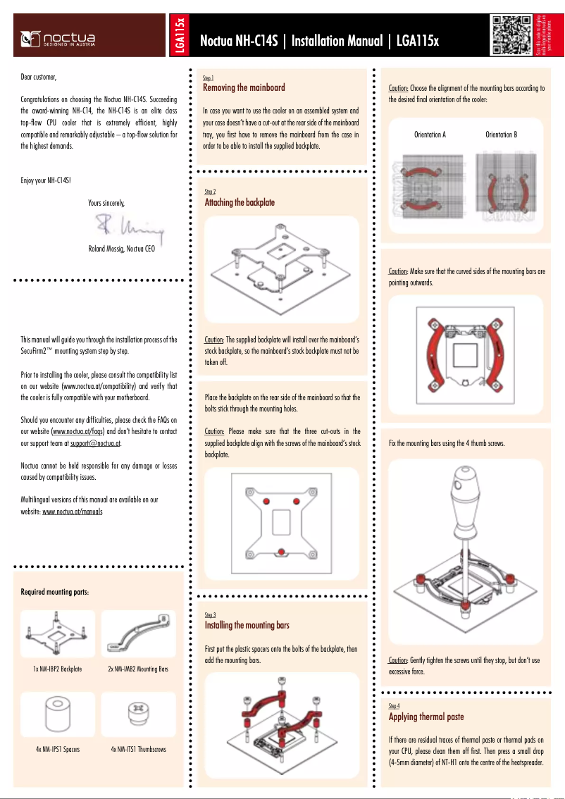 Page n°1 - Manuel utilisateur Noctua NH-C14S