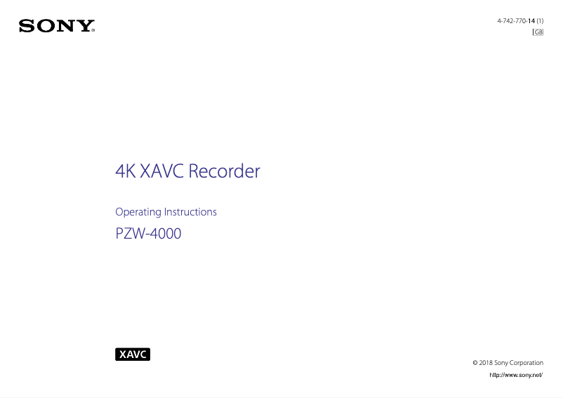 Página 1 del manual Manual de usuario Sony PZW-4000
