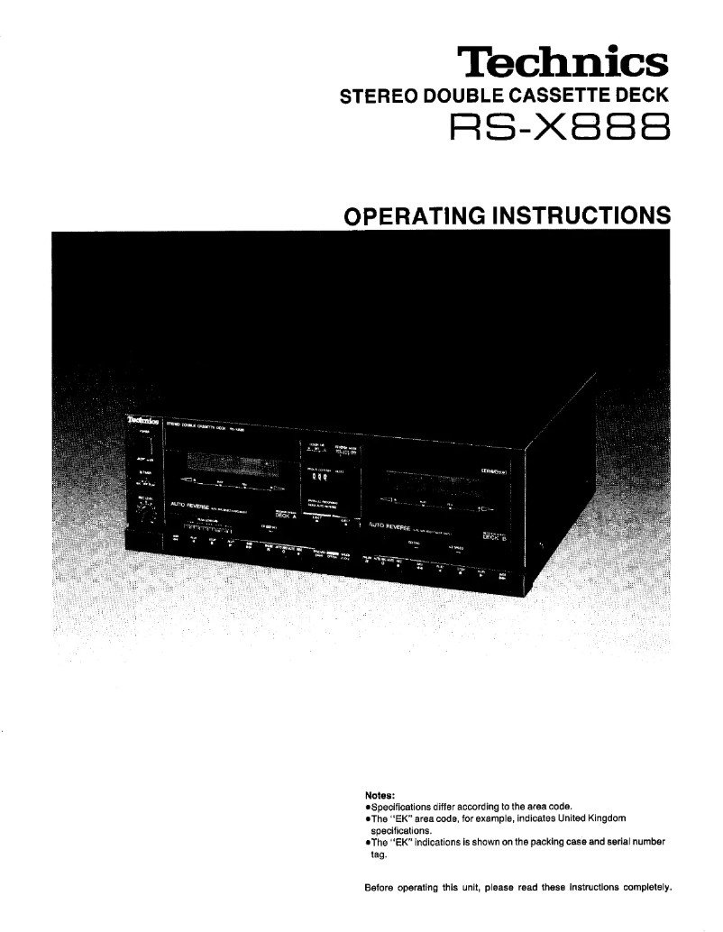 Page n°1 - Manuel utilisateur Technics RS-X888