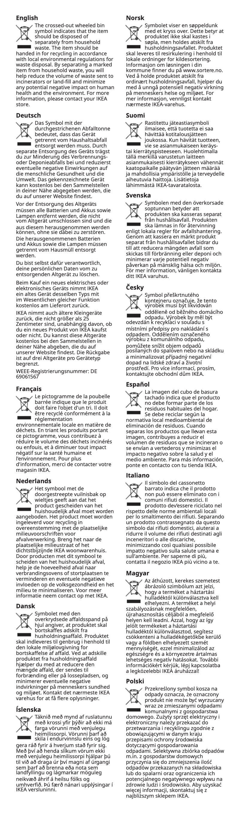 Page 1 de la notice Manuel utilisateur Ikea SOLHETTA 905.240.99
