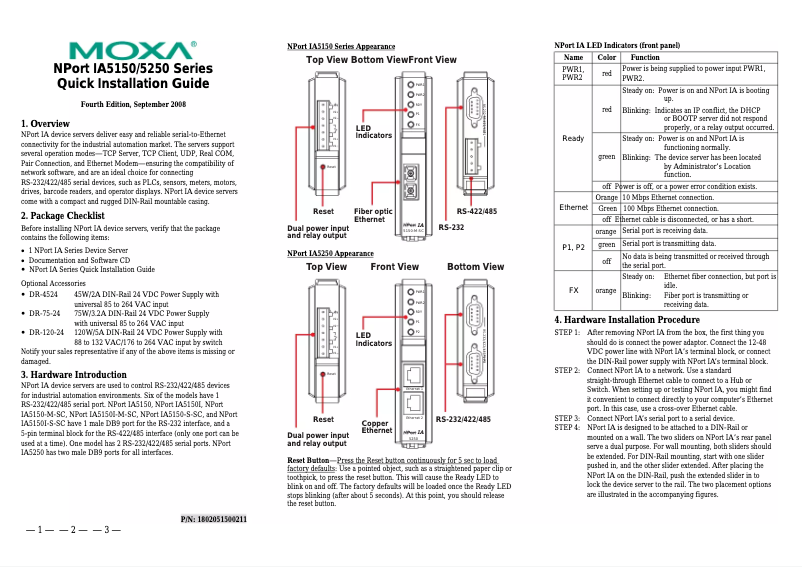 Page 1 de la notice Manuel utilisateur Moxa NPort IA-5150I-M-SC