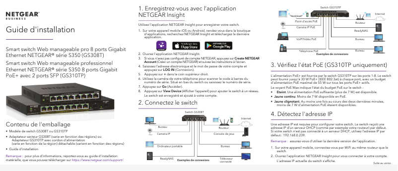 Page n°1 - Guide d'installation Netgear GS310TP