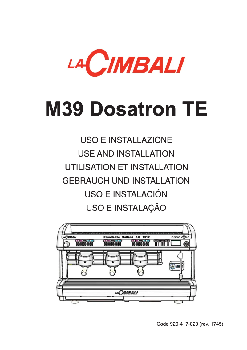 Page 1 de la notice Manuel utilisateur La Cimbali M39 Dosatron TE