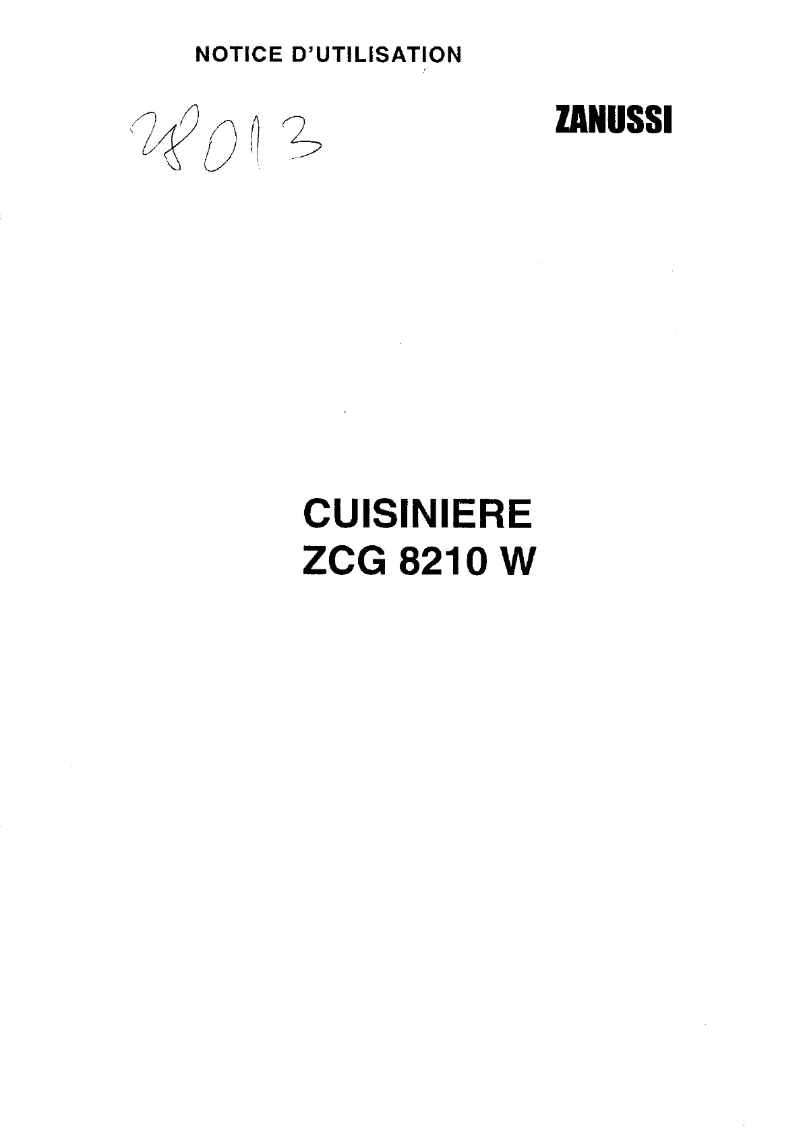 Page n°1 - Manuel utilisateur Zanussi ZCG 8210 W1