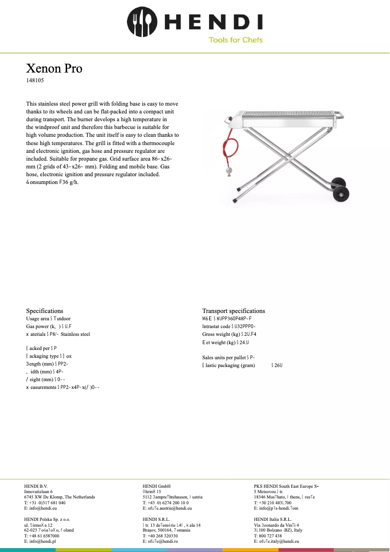 Page 1 de la notice Fiche technique Hendi 148105