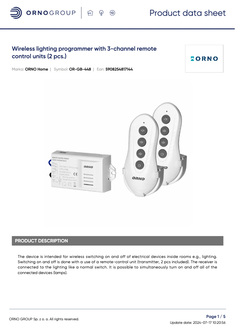 Image de la première page du manuel de l'appareil OR-GB-448