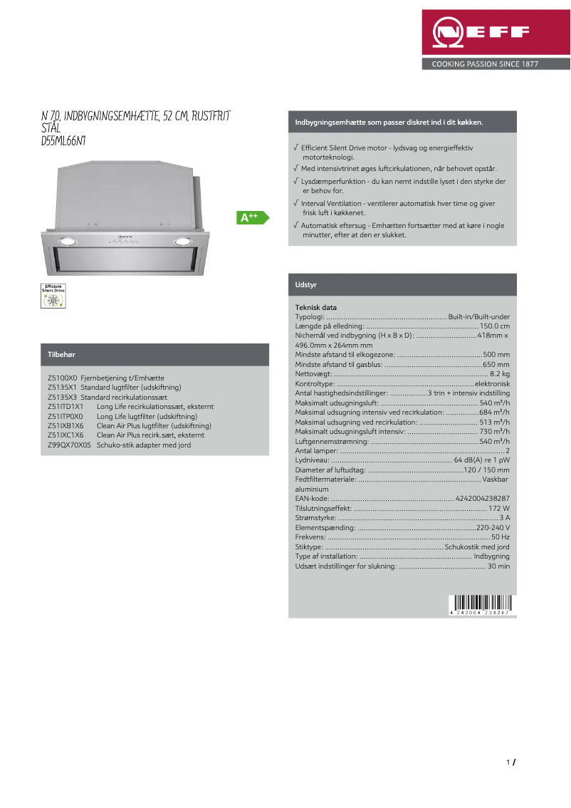 Page 1 de la notice Brochure Neff D55ML66N1