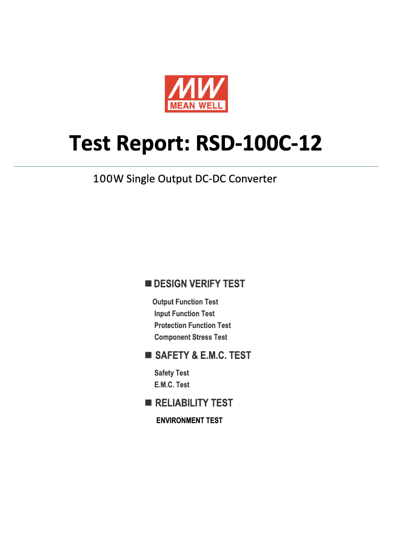 Page n°1 - Fiche technique Mean Well RSD-100C-12