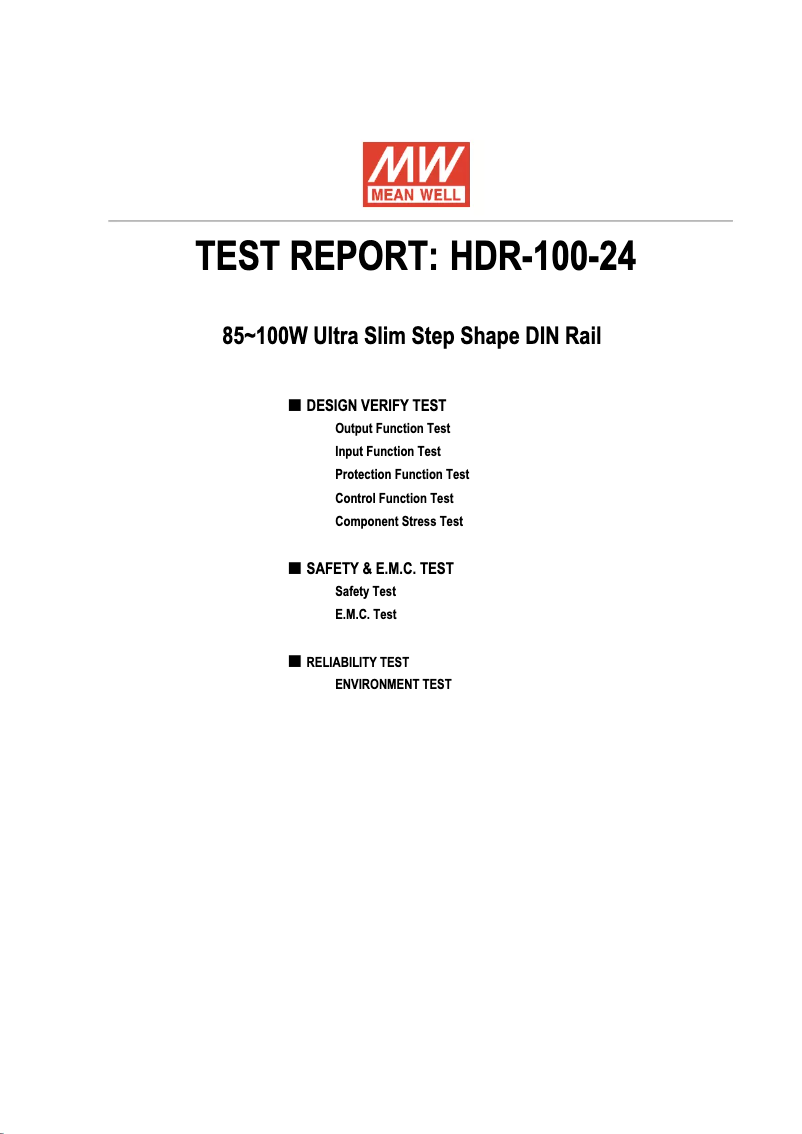Page 1 de la notice Manuel utilisateur Mean Well HDR-100-24