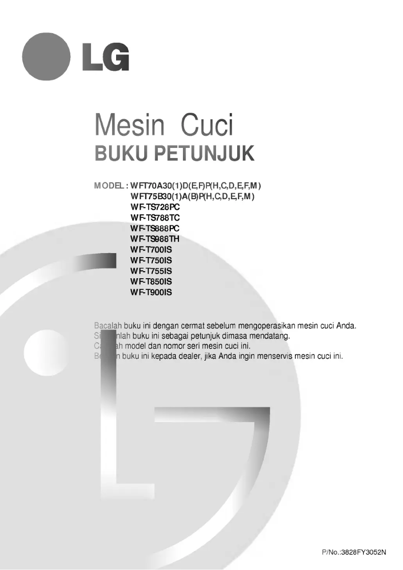 Page 1 de la notice Manuel utilisateur LG WFT60A30BCT