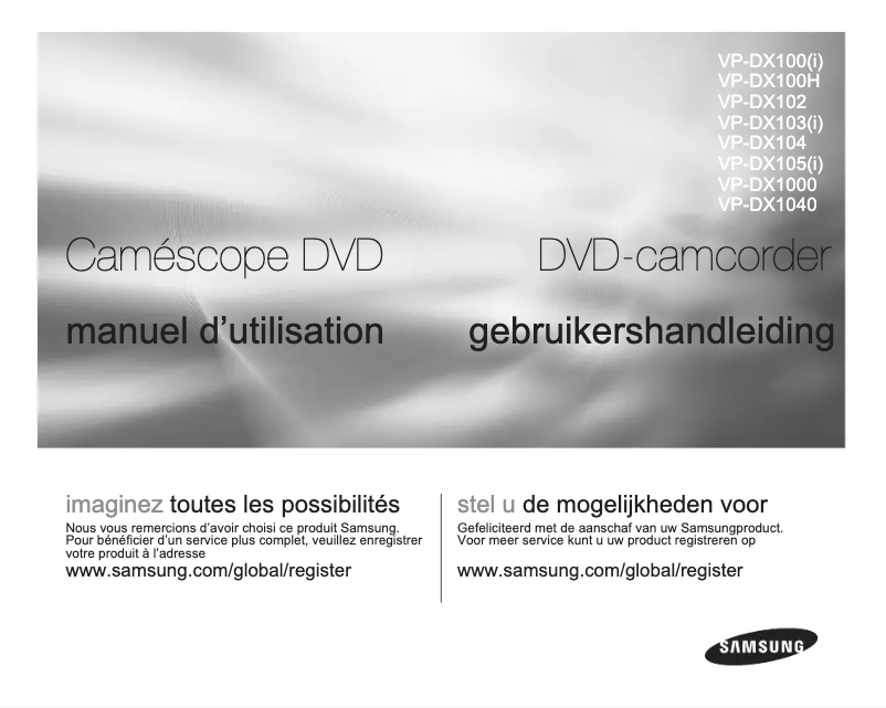 Page 1 de la notice Manuel utilisateur Samsung VP-DX103