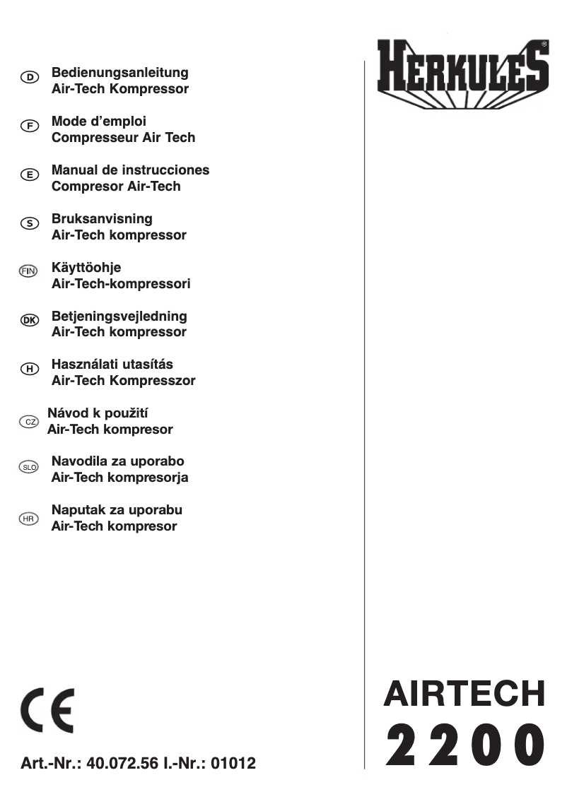 Image de la première page du manuel de l'appareil Airtech 2200