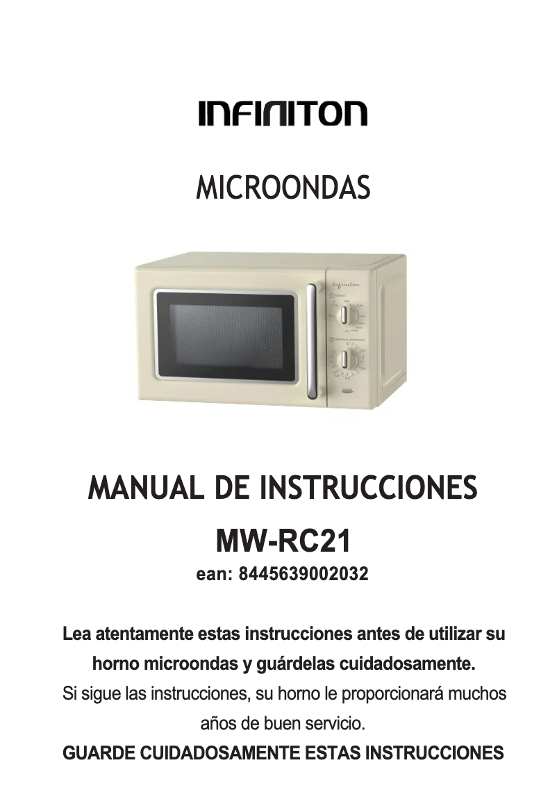 Page 1 de la notice Manuel utilisateur Infiniton MW-RC21